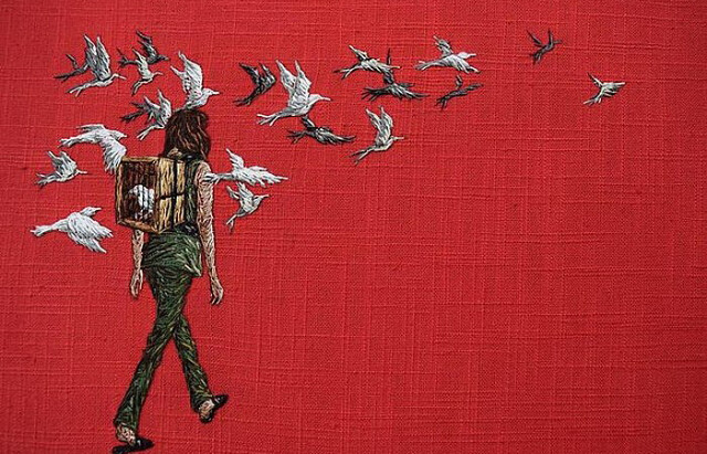 Душевные картины иголкой и ниткой Мишель Кингдом вышивка,мастерство,творчество
