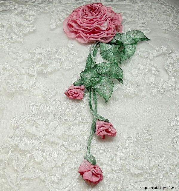 Вышить розу лентами Вышить розу лентами вышивка лентами,сделай сам,Хенд мейд