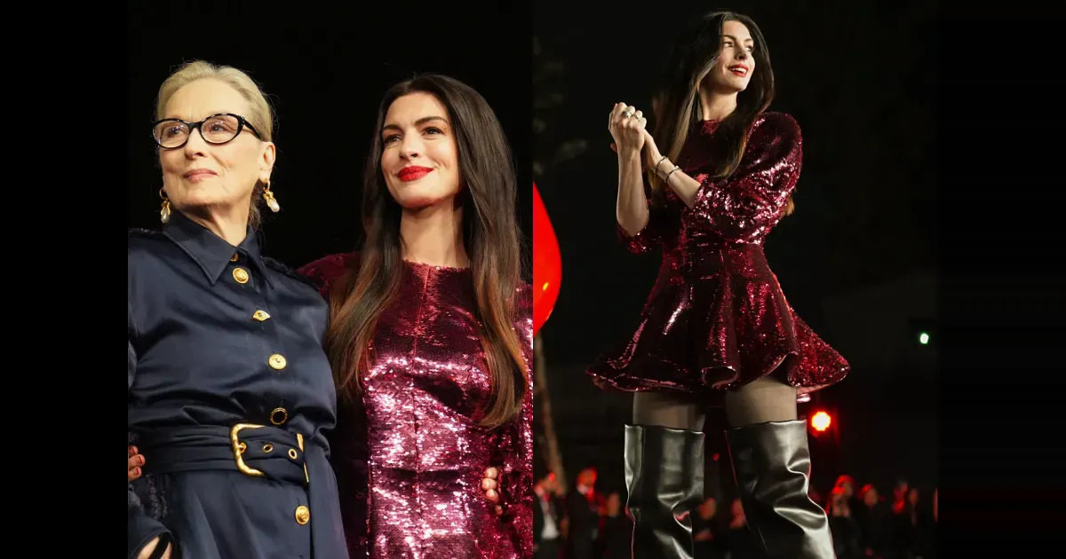 Энн Хэтэуэй в кожаных ботфортах и Мэрил Стрип посетили премьеру фильма "Дьявол носит Prada 2"