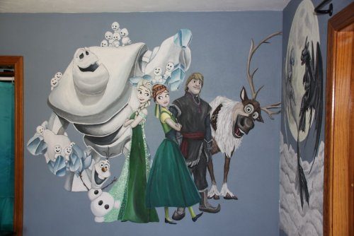 Отец разрисовал комнату дочерей их любимыми персонажами интерьер,своими руками,сделай сам