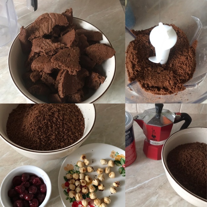 Шоколадные конфеты с вишней и фундуком бисквит, конфеты, очень, добавить, хорошо, выпечки, крошку, взбить, испечь, количество, хватило, массу, заранее, просто, делать, сахаром, можно, минут, бумага, фундук