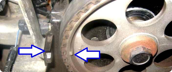 Выставляем ГРМ по меткам Lada Kalina