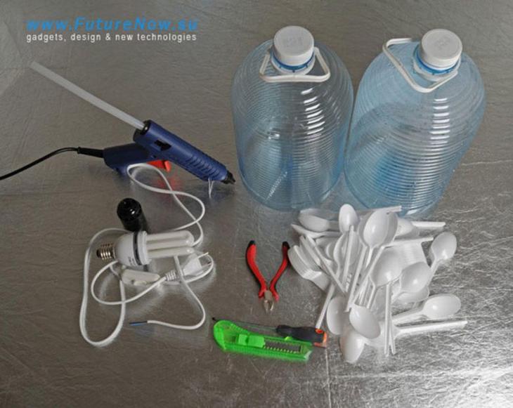 Интересные идеи изготовления светильников и люстр из повседневных предметов Интересные идеи изготовления светильников и люстр из повседневных предметов для дома и дачи,новая жизнь старых вещей