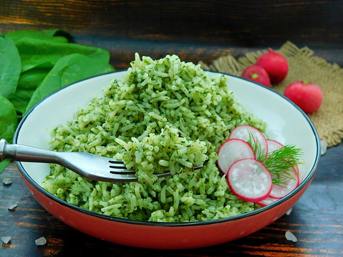 Рис со шпинатом: простой рецепт полезного гарнира блюда из круп,гарниры