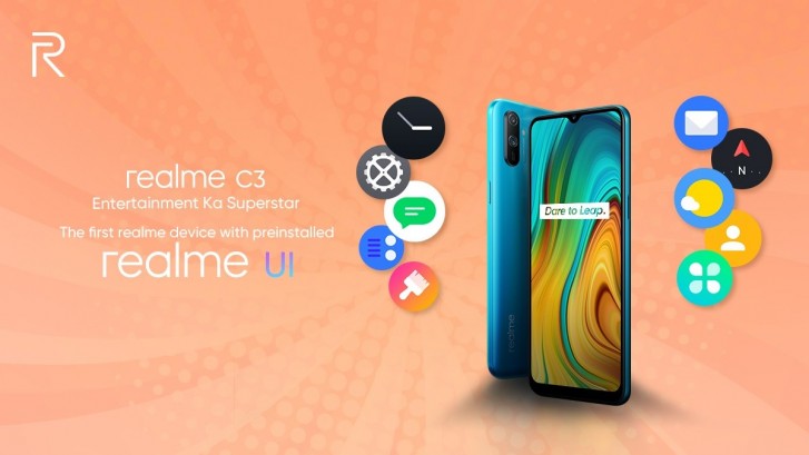 В Индии представили бюджетный смартфон Realme C3 смартфон, памяти,   Бюджетный, OS Есть, оперативной, постоянной, 5мегапиксельная, фронтальная, камера, датчика, задней, панели, разрешением, Автономность, обеспечивает, батарейка, поддержкой, обратной, зарядкиПродаваться, начнет