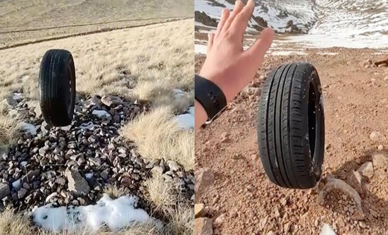 Насколько далеко укатится шина, если кинуть ее с вершины горы