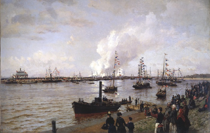 «Открытие морского канала в Санкт-Петербурге в 1885 году», (1886) — Центральный военно-морской музей. Автор: Александр Беггров.