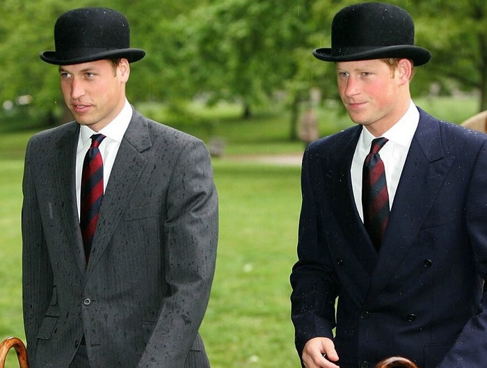 Принцы Уильям и Гарри в шляпах-котелках. | Фото: fashionstime.ru.