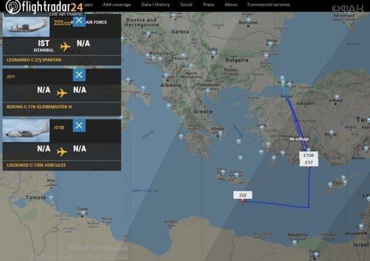 Наблюдается логистическая активность самолетов Катара и Турции на ливийском направлении