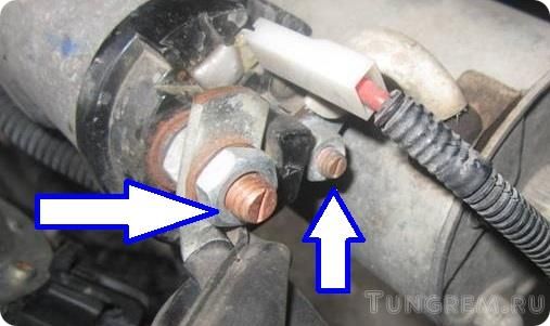 Замена втягивающего реле стартера Lada Kalina