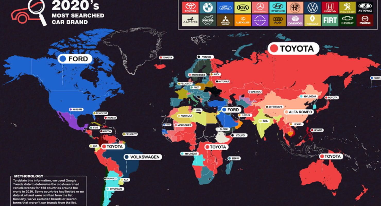 Toyota стала лидером среди автобрендов по запросам в поисковой системе Google