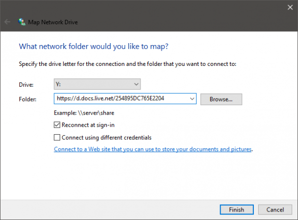 Карта OneDrive, как сетевой диск на Windows 10