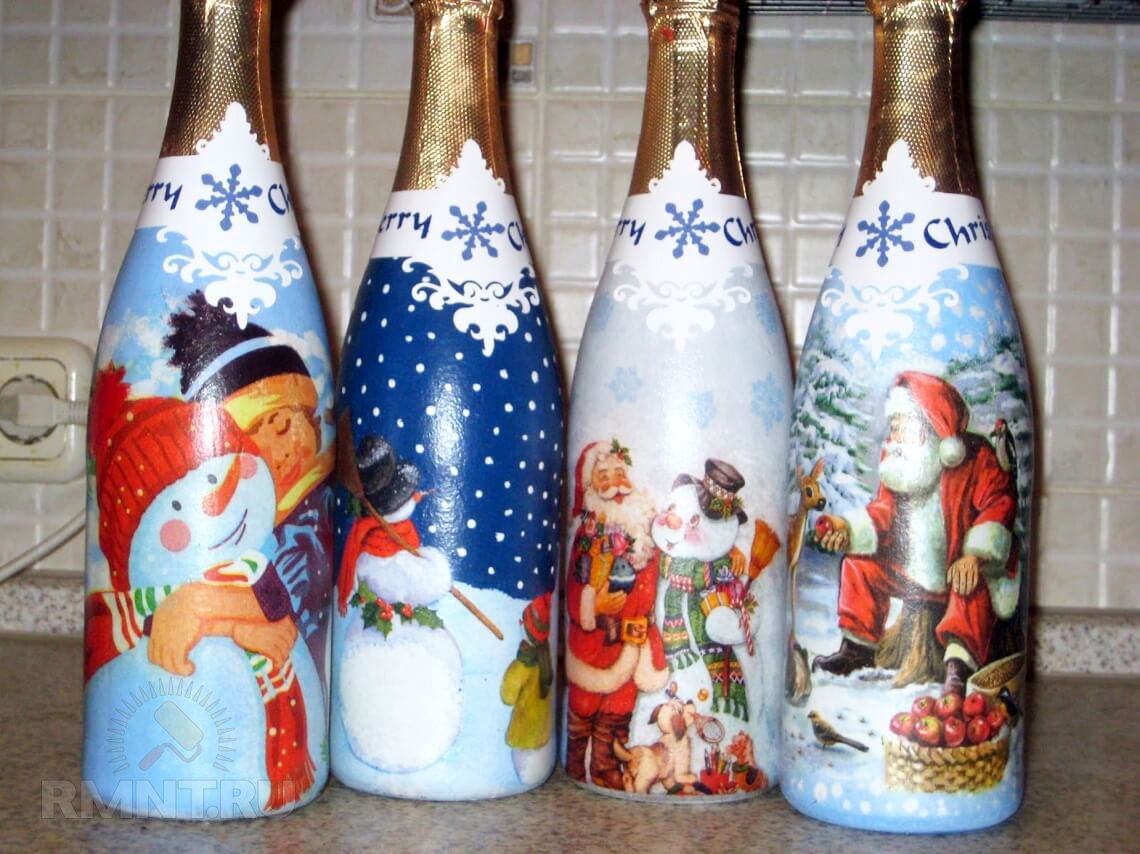 Идеи для новогоднего украшения бутылки шампанского домашний досуг,идеи для дома,новогодний декор