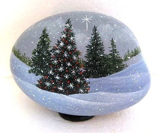 Роспись камней. Зимние идеи для творчества. handmake,разное,художество
