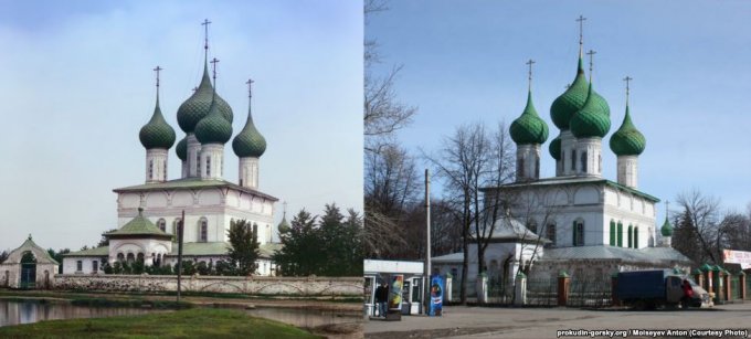 Церковь Федоровской Божьей Матери, Ярославль, 1911/2009 было и стало, прокудин-горский, фотографии