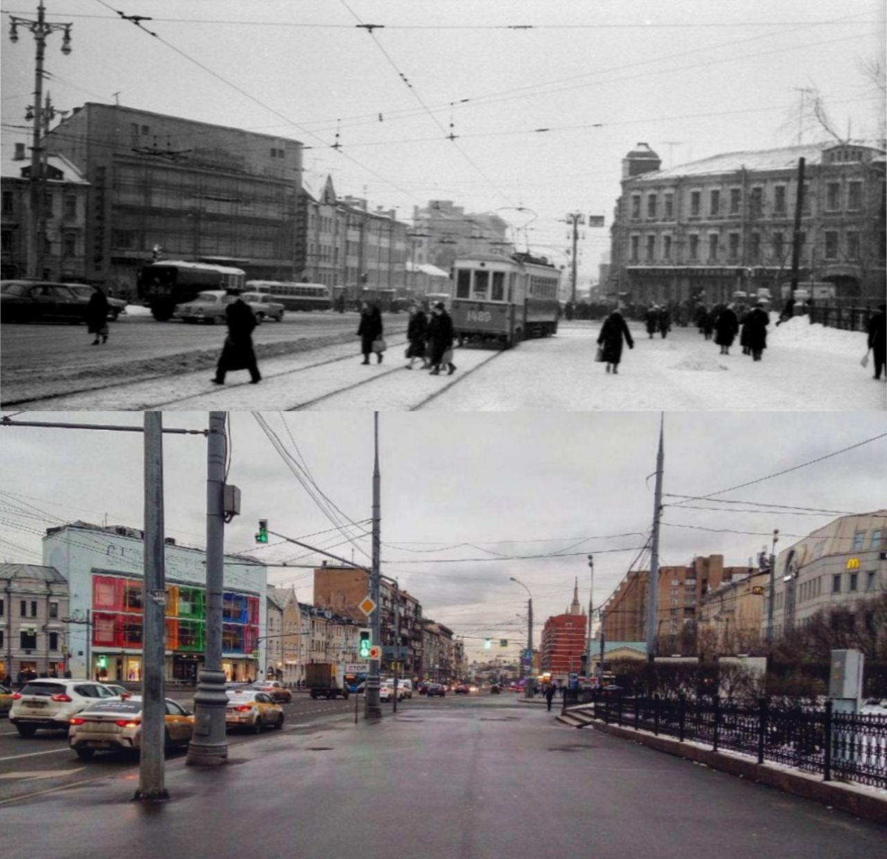 На обеих фотографиях. Москва было/стало Пресня.