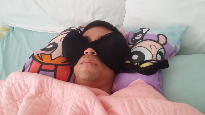 Bedroom Is Really Sunny In The Morning.  Found Husband Sleeping Like This