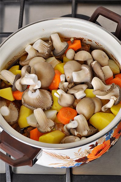 КУРИЦА С ОВОЩАМИ, ВЕШЕНКАМИ И ФУНЧОЗОЙ ПО-КОРЕЙСКИ