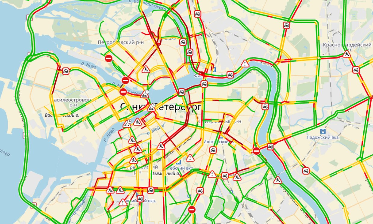 Карта пробок санкт петербург онлайн в реальном времени