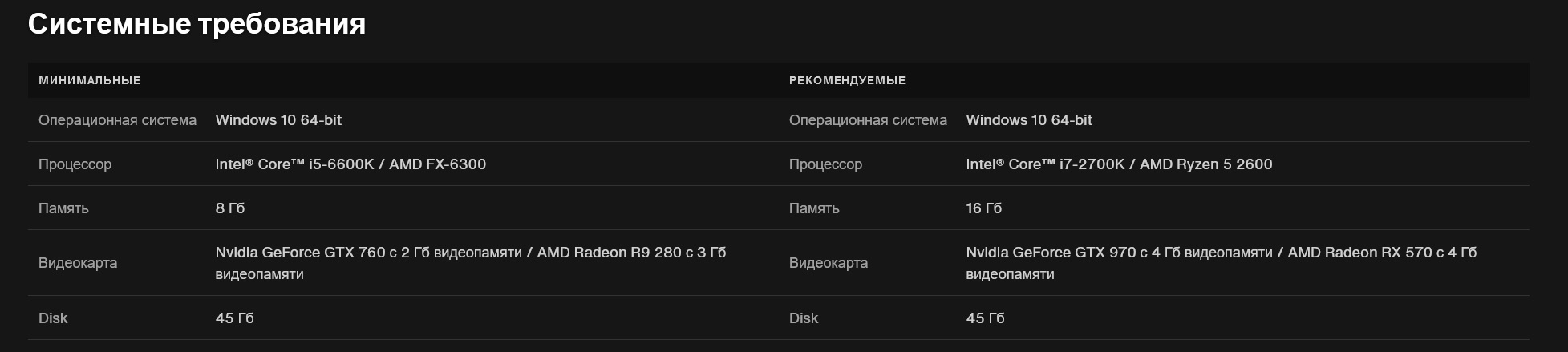 Системные требования