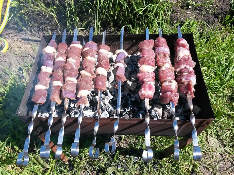 Шашлык из печени с курдюком еда, своими руками, шашлык