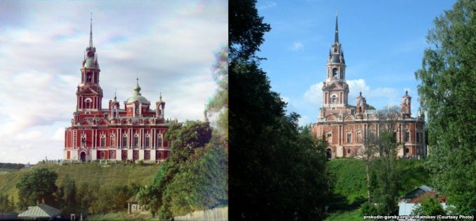 Ново-Никольский собор, Можайск, 1911/2008 было и стало, прокудин-горский, фотографии