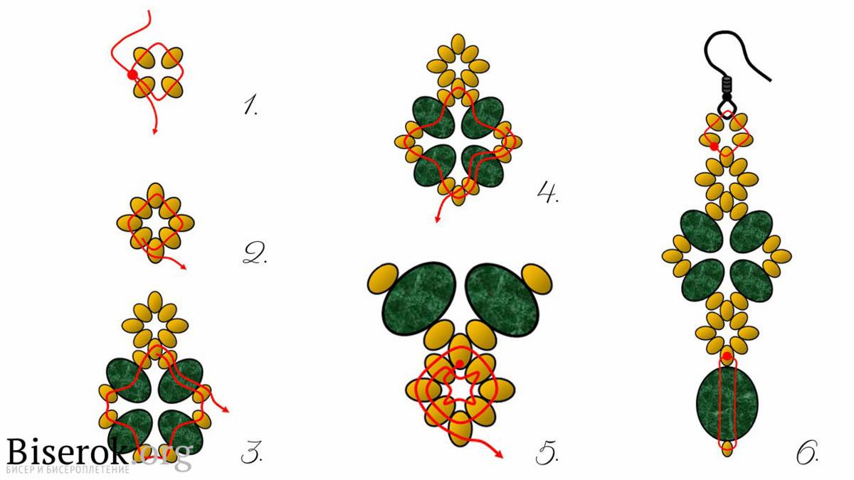 Схема серег из бисера