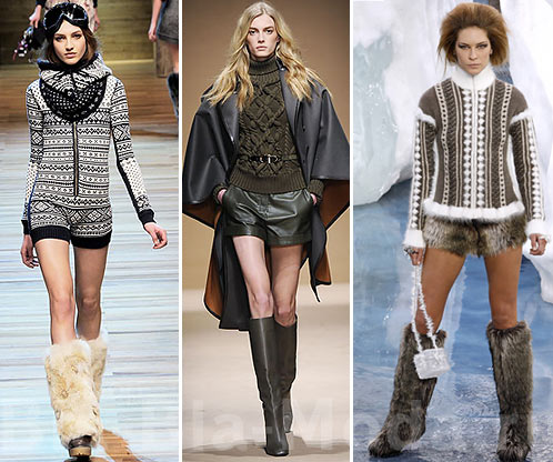 Мода, осень, зима. Шорты и свитер: D&G, Salvatore Ferragamo, Chanel