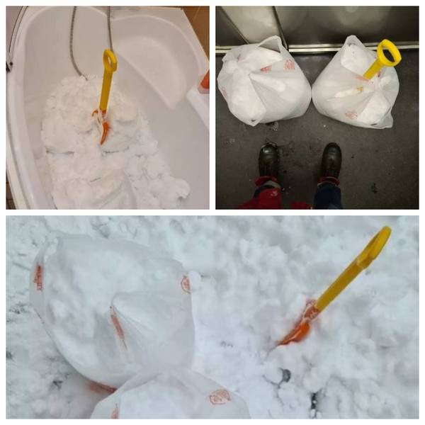 Пользователи Instagram высмеяли петербуржца, который принес домой 14 килограммов снега
