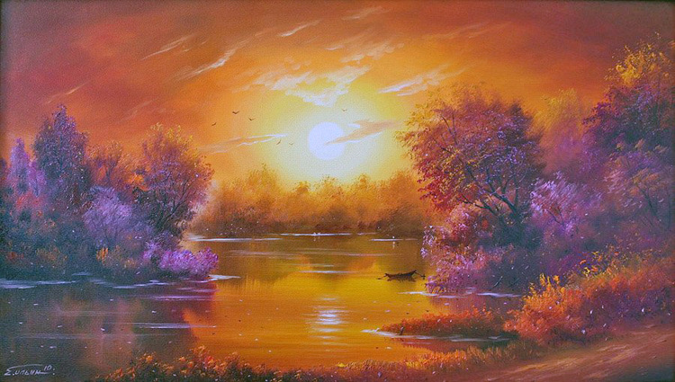 Рассветы и закаты на картинах художников живопись,природа