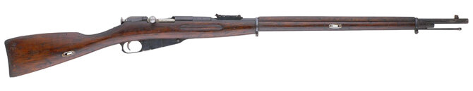 Трехлинейка в варианте "Драгунская винтовка" и "казачья винтовка" выпуска 1908 года. Казачья отличалась от драгунской отсутствием штыка.