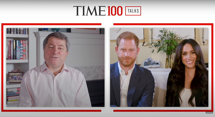 Меган Маркл и принц Гарри выступили на виртуальном саммите TIME100 Talks Меган Маркл и принц Гарри выступили на виртуальном саммите TIME100 Talks Монархи,Британские монархи