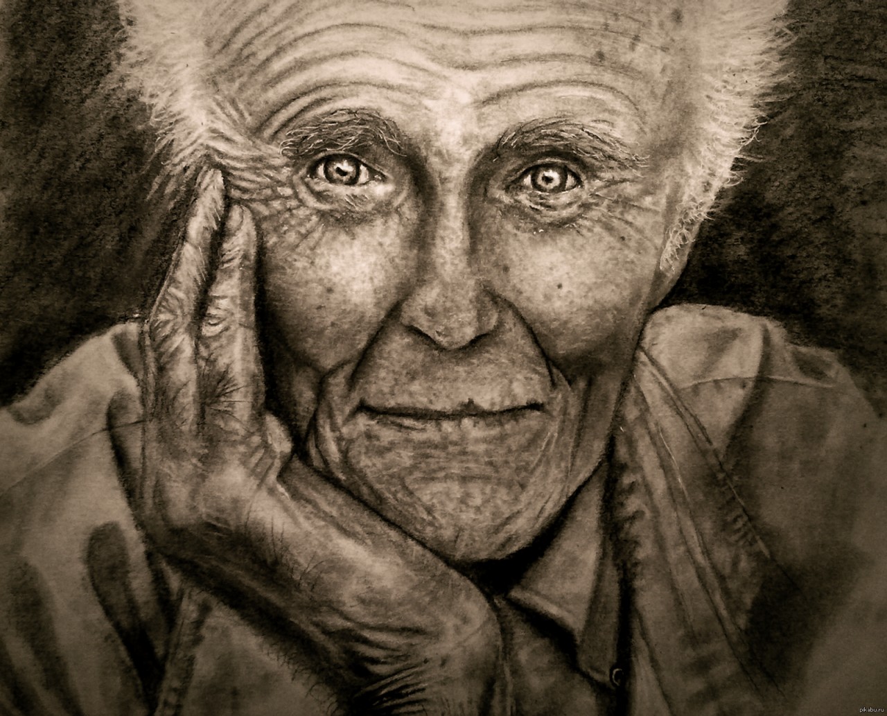 Старая женщина рисунок