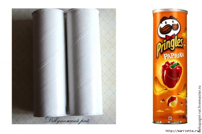 Винтажный декупаж на тубах из-под чипсов Винтажный декупаж на тубах из-под чипсов декупаж