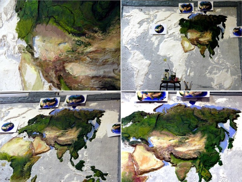 Житель Надыма сделал объёмную карту мира из пустой стены в своём гараже Житель Надыма сделал объёмную карту мира из пустой стены в своём гараже прикладное