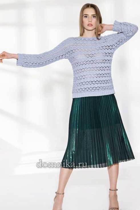 Ажурный пуловер спицами: схема и описание