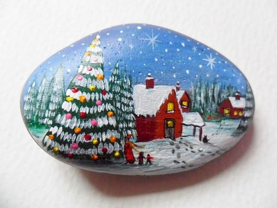 Роспись камней. Зимние идеи для творчества. handmake,разное,художество