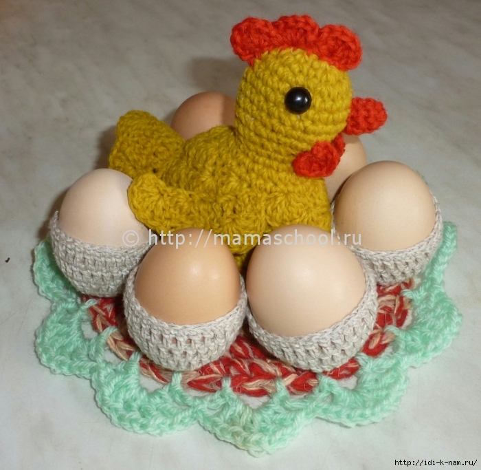 Курочка на пасхальное яйцо (вязание крючком) — 6 МК