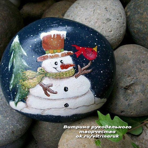 Роспись камней. Зимние идеи для творчества. handmake,разное,художество