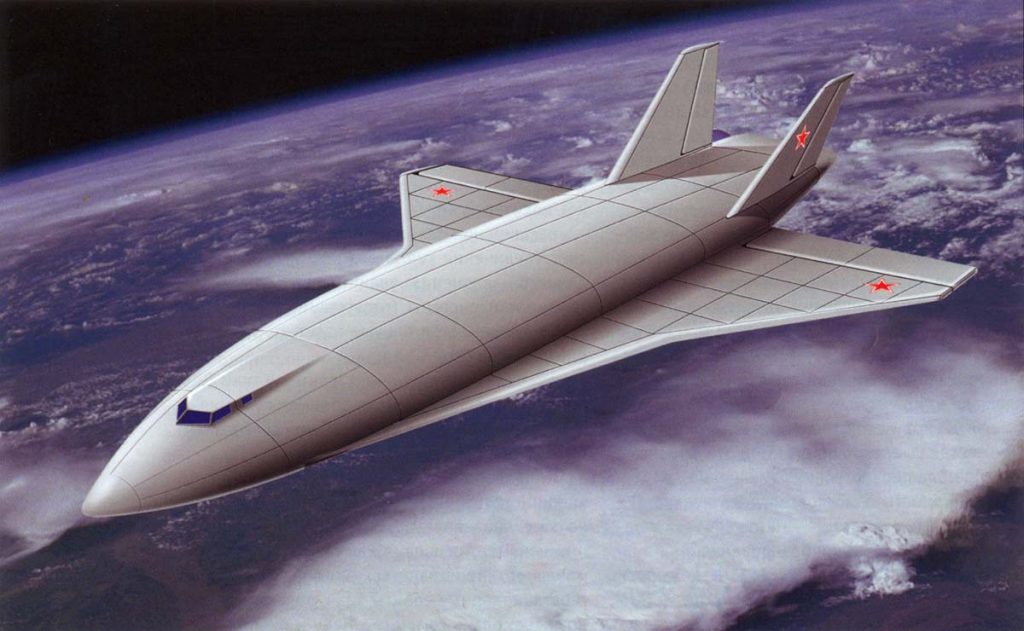Гравитационная катапульта может быть экономичнее ракеты-носителя, если применить в качестве «клети» не челнок, а орбитальный самолёт, реактивные двигатели которого в качестве окислителя используют кислород из атмосферы (на рисунке советский проект М-19)