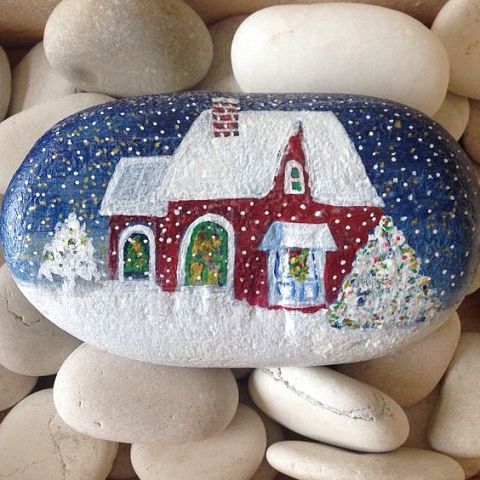 Роспись камней. Зимние идеи для творчества. handmake,разное,художество