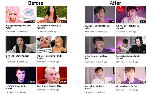 Расширение | Clickbait Remover for Youtube - Заменяет миниатюры и изменяет названия видео на youtube.com