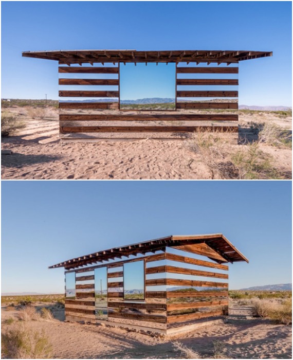 Хижина Lucid Stead благодаря стараниям художника Филиппа К. Смита III превратилась в оригинальный арт-объект, украшающий пустынный пейзаж (Joshua Tree, США).