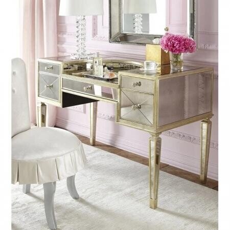 Зеркальный туалетный стол "Melrose", бежево-розовый