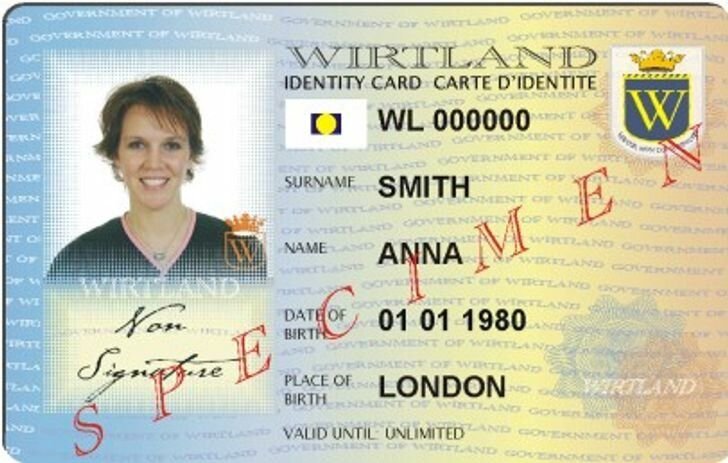 Образец реального удостоверения личности гражданина Виртландии/ © wirtland.com