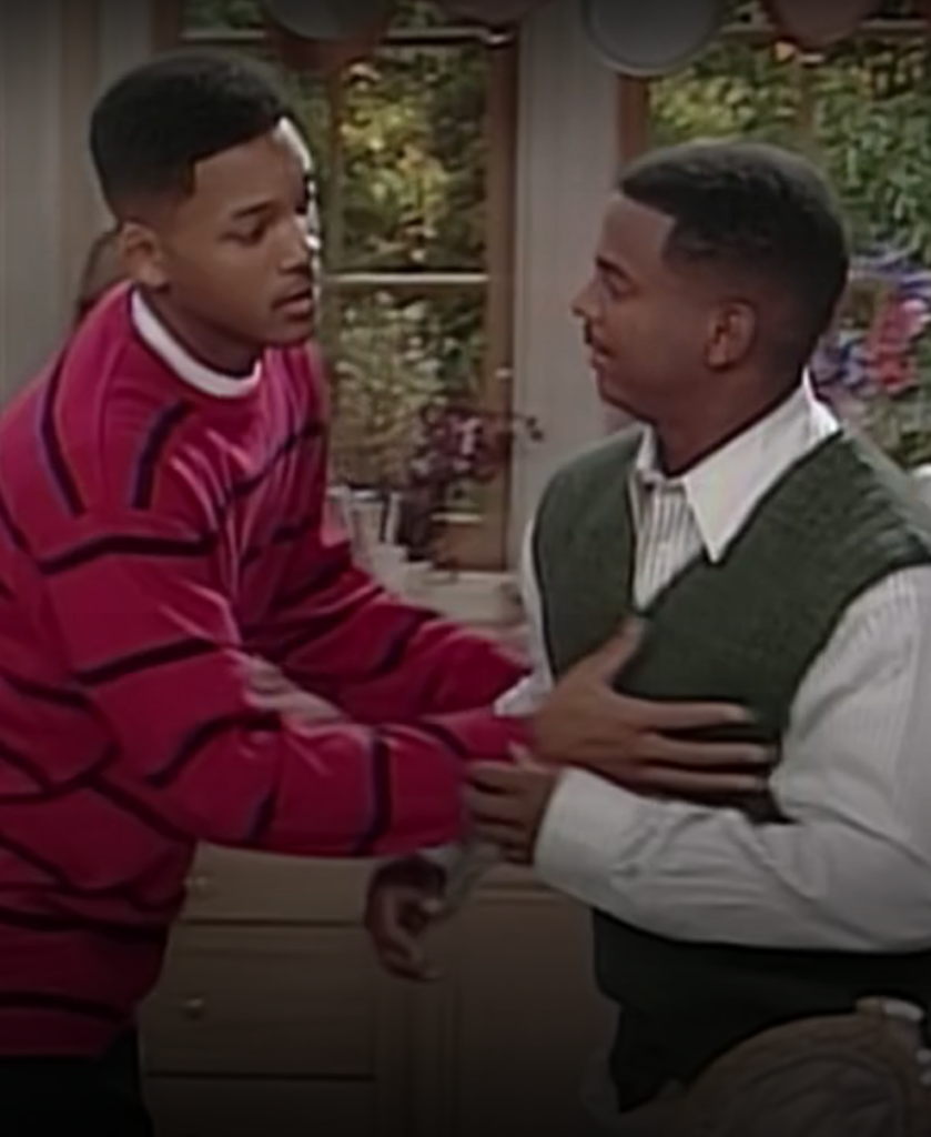 Carlton runs through the set, breaking the fourth wall in one of Fresh Prince's best meta performances.