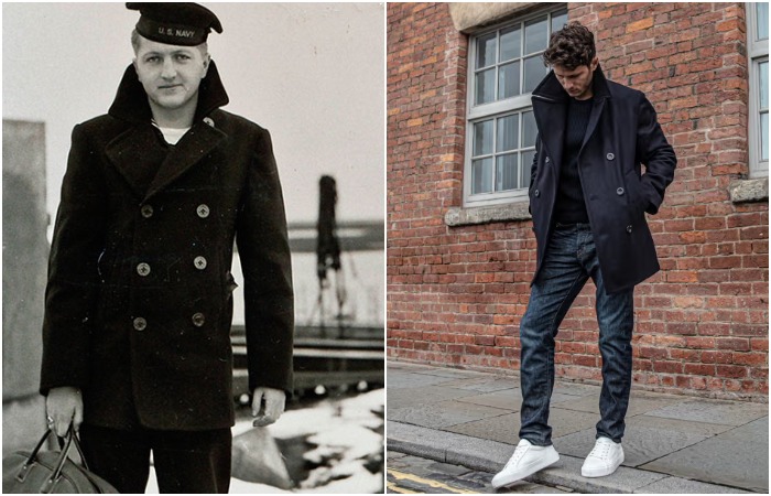 Пальто для моряков стало частью базового гардероба. /Фото: dufflecoatshop.com, privatewhitevc.com