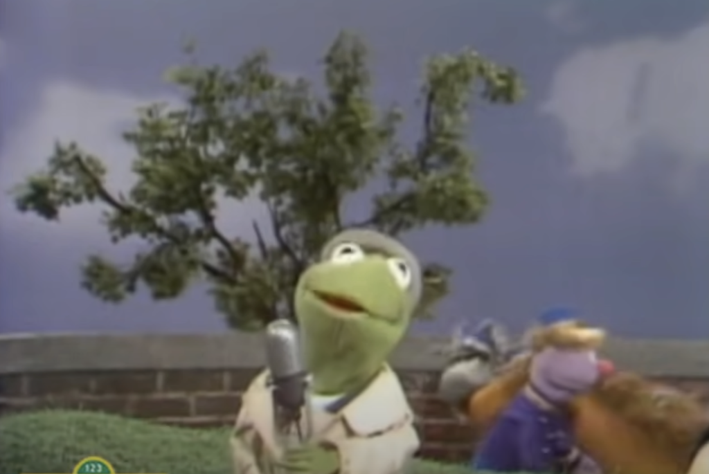 Kermit the Frog as a reporter on Sesame Street