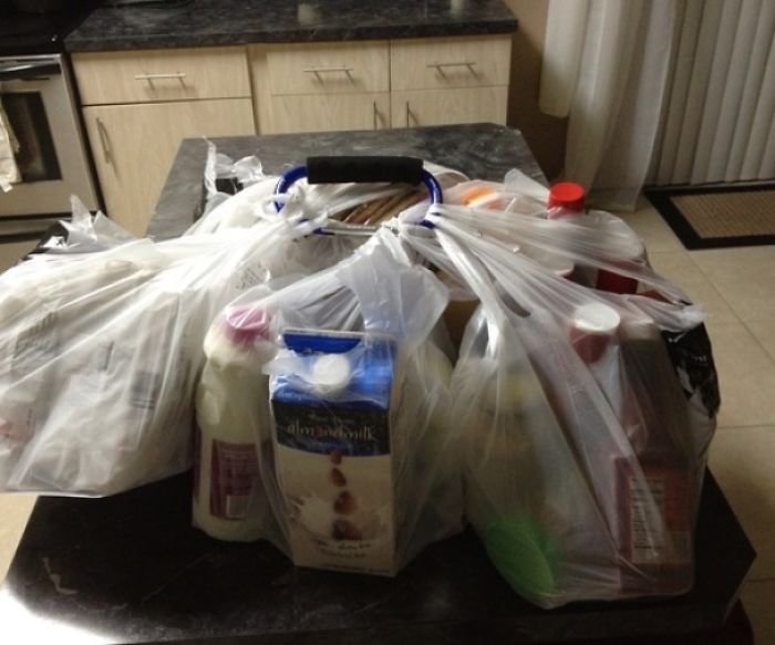 Use A Carabiner To Bring In All The Groceries On One Trip