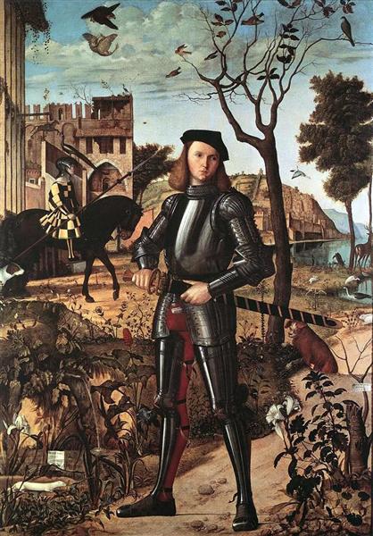 30 молодой рыцарь на фоне пейзажа витторе карпаччо 1510